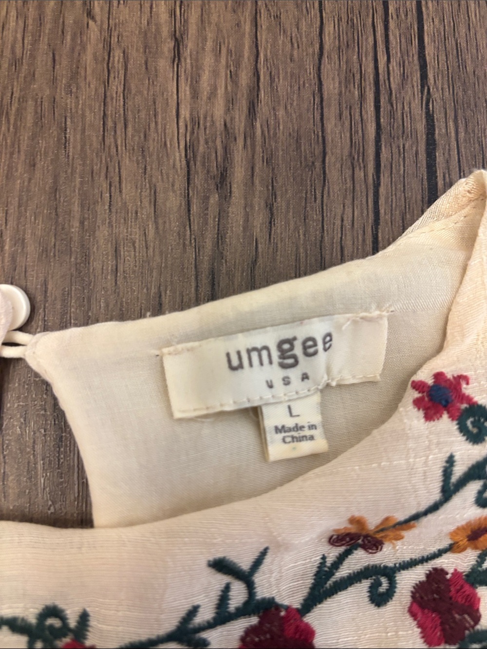Umgee Cream Embroidered Boho Peasant Dress - Picture 2 of 3
